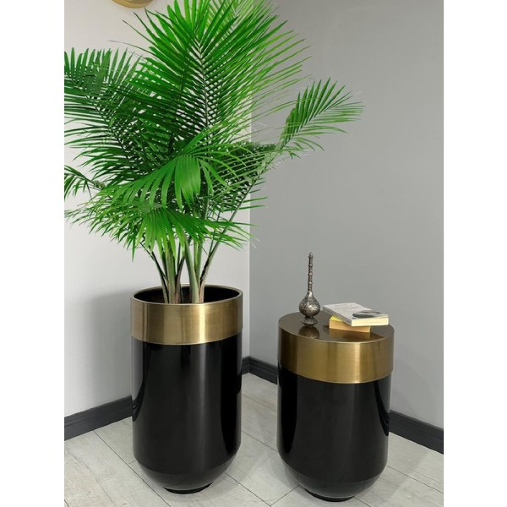 Evden İste Dekoratif Eskitme Darbuka Parlak Siyah Saksı 70 cm + Sehpa 60 cm Ikili Set Saksı ve Aksesuarları Fiyatı