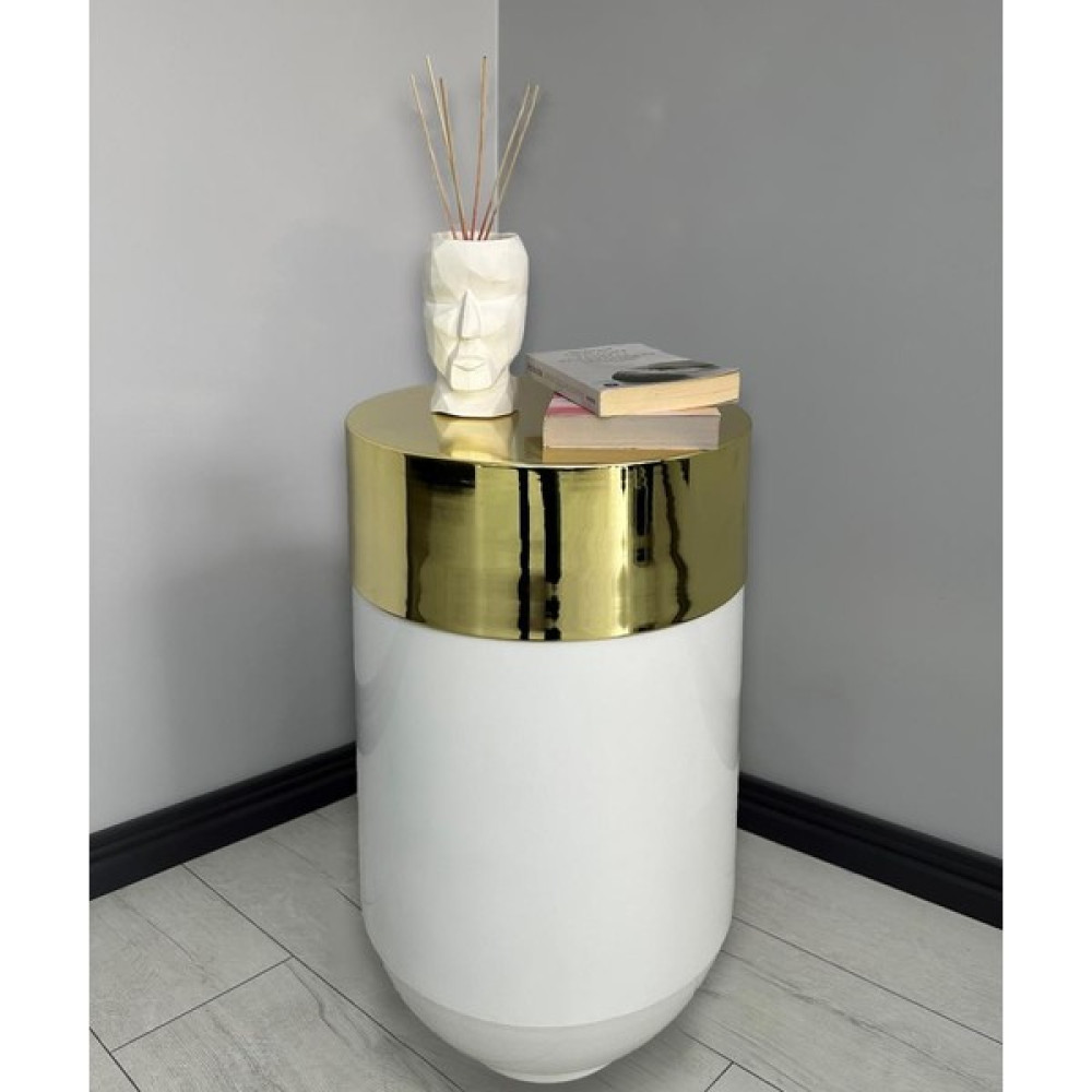 Evden İste Dekoratif Gold Darbuka Parlak Beyaz Sehpa 70 cm Oto Boyaları Fiyatı