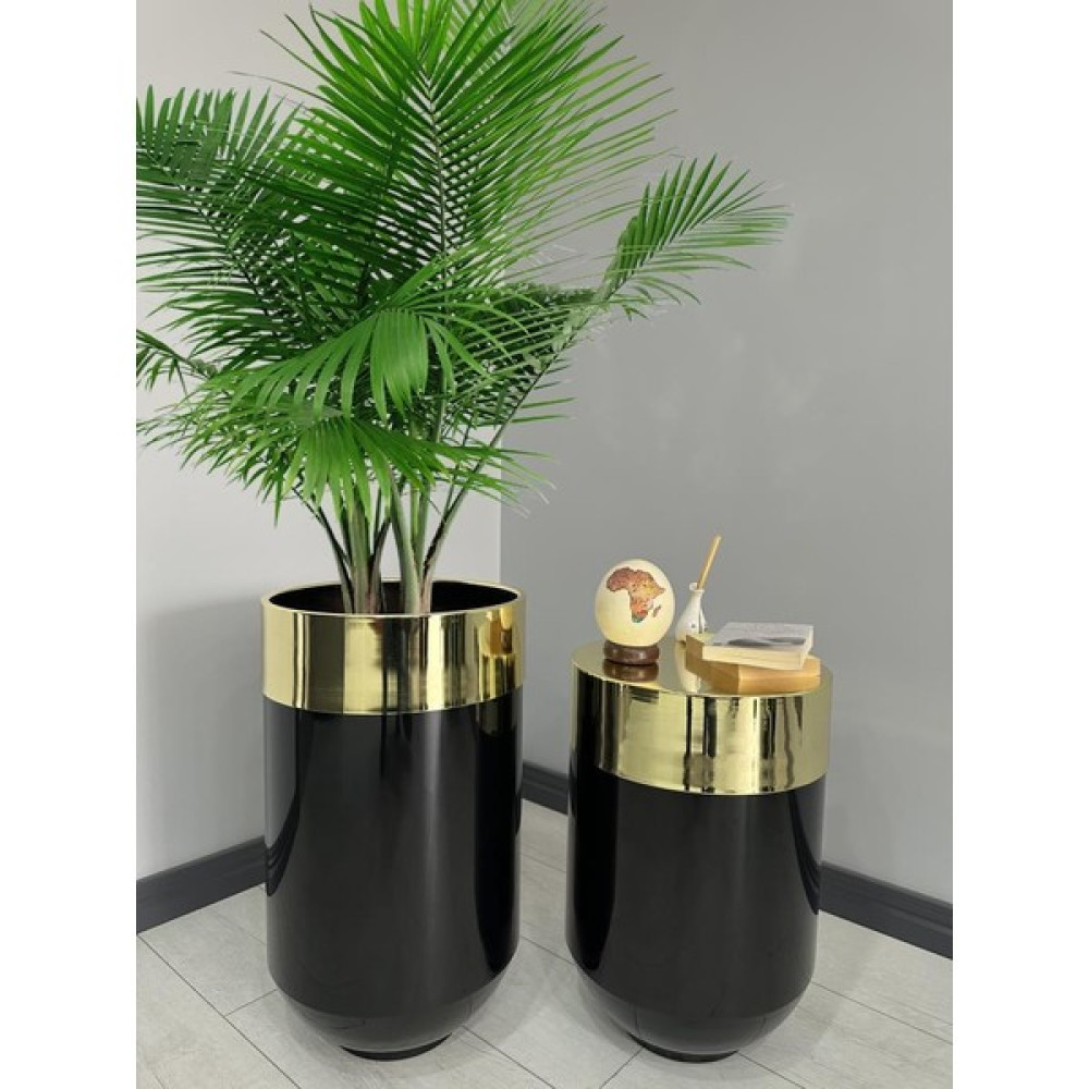 Evden İste Dekoratif Gold Darbuka Parlak Siyah Saksı 70 cm + Sehpa 60 cm İkili Set Saksı ve Aksesuarları Fiyatı