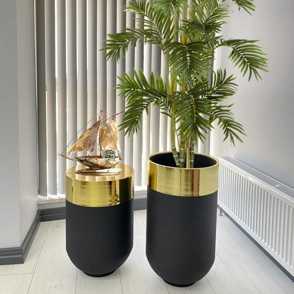 Evden İste Dekoratif Gold Darbuka Siyah Saksı 70 Cm+Sehpa 60 cm (Ikili Set) Saksı ve Aksesuarları Fiyatı