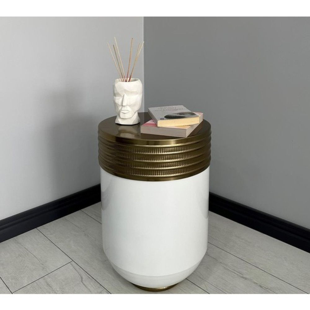 Evden İste Ottoman Dekoratif Eskitme Parlak Beyaz Darbuka Sehpa 60 cm Saksı ve Aksesuarları Fiyatı