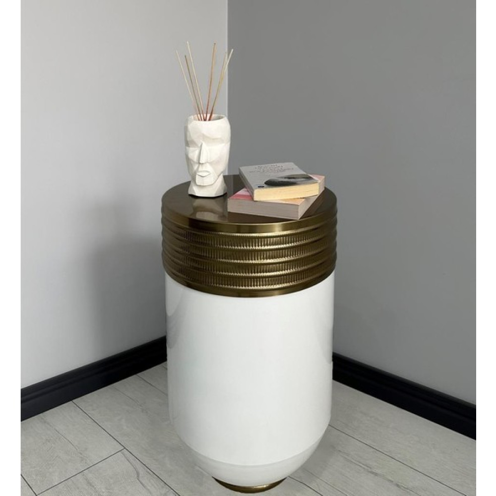 Evden İste Ottoman Dekoratif Eskitme Parlak Beyaz Darbuka Sehpa 70 cm Saksı ve Aksesuarları Fiyatı
