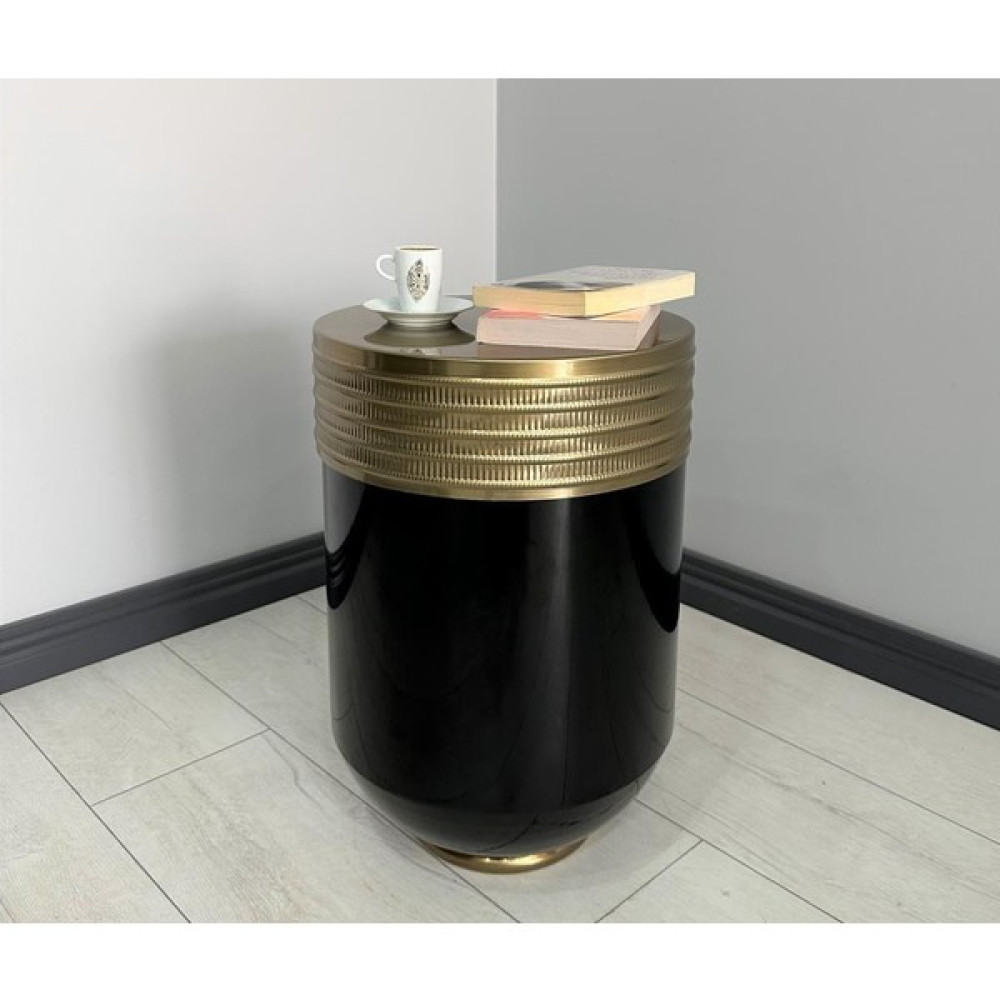 Evden İste Ottoman Dekoratif Eskitme Parlak Siyah Darbuka Sehpa 60 cm Saksı ve Aksesuarları Fiyatı