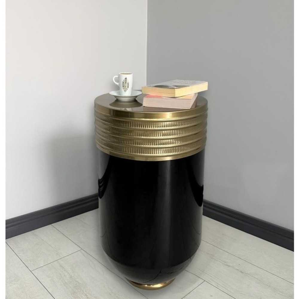 Evden İste Ottoman Dekoratif Eskitme Parlak Siyah Darbuka Sehpa 70 cm Saksı ve Aksesuarları Fiyatı