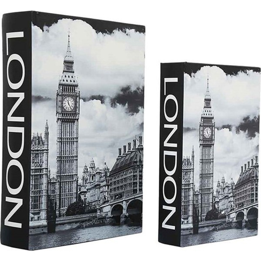 Evden Konsept 2 'li Londra Saat Kulesi Dekor Lüks Kitap Kutusu Seti Dekoratif Big Ben Resimli Kitap Kutusu - Siyah - Beyaz Eşya Saklama Kutusu Fiyatı
