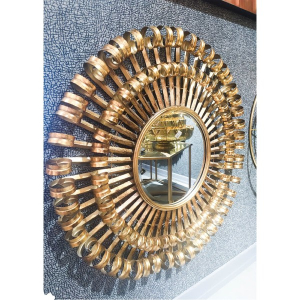 Evden Konsept Güneş Model Bronz Büyük Duvar Aynası Özel Tasarım Metal Ayna Ayna Fiyatı