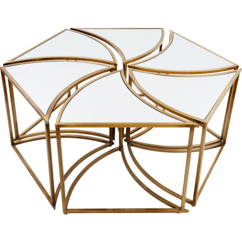 Evden Konsept Vitale Lux Gold Aynalı Espiral Metal Sehpa - METAL GOLD Orta Sehpa Fiyatı
