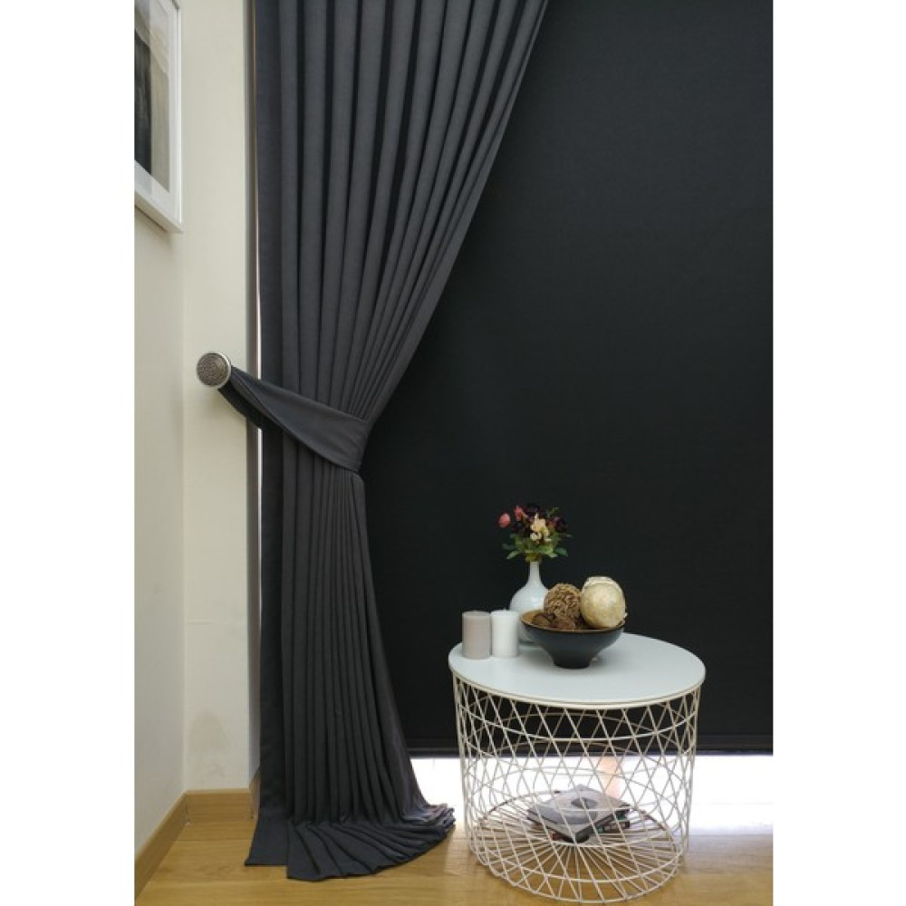 Evdepo Home Taç Antarsit Petek Kadife Dokulu Fon Perde, Pilesiz Düz Dikim Ekstrafor Büzgü, 100 x 270 cm - Antrasit Fon Perde Fiyatı