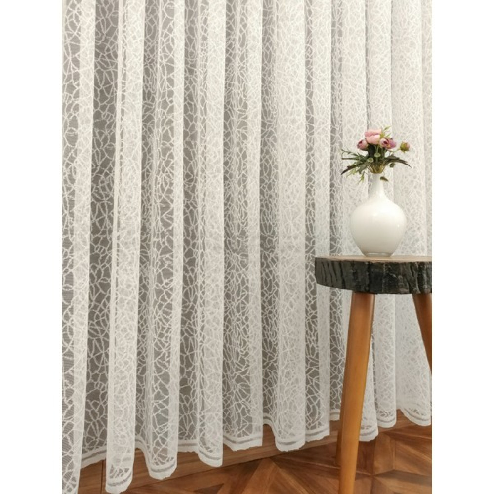 Evdepo Home Taç Desen Ekstraforlu Pilesiz Tül Perde Tek Kanat - Krem 120 x 200 cm Tül Perde Fiyatı