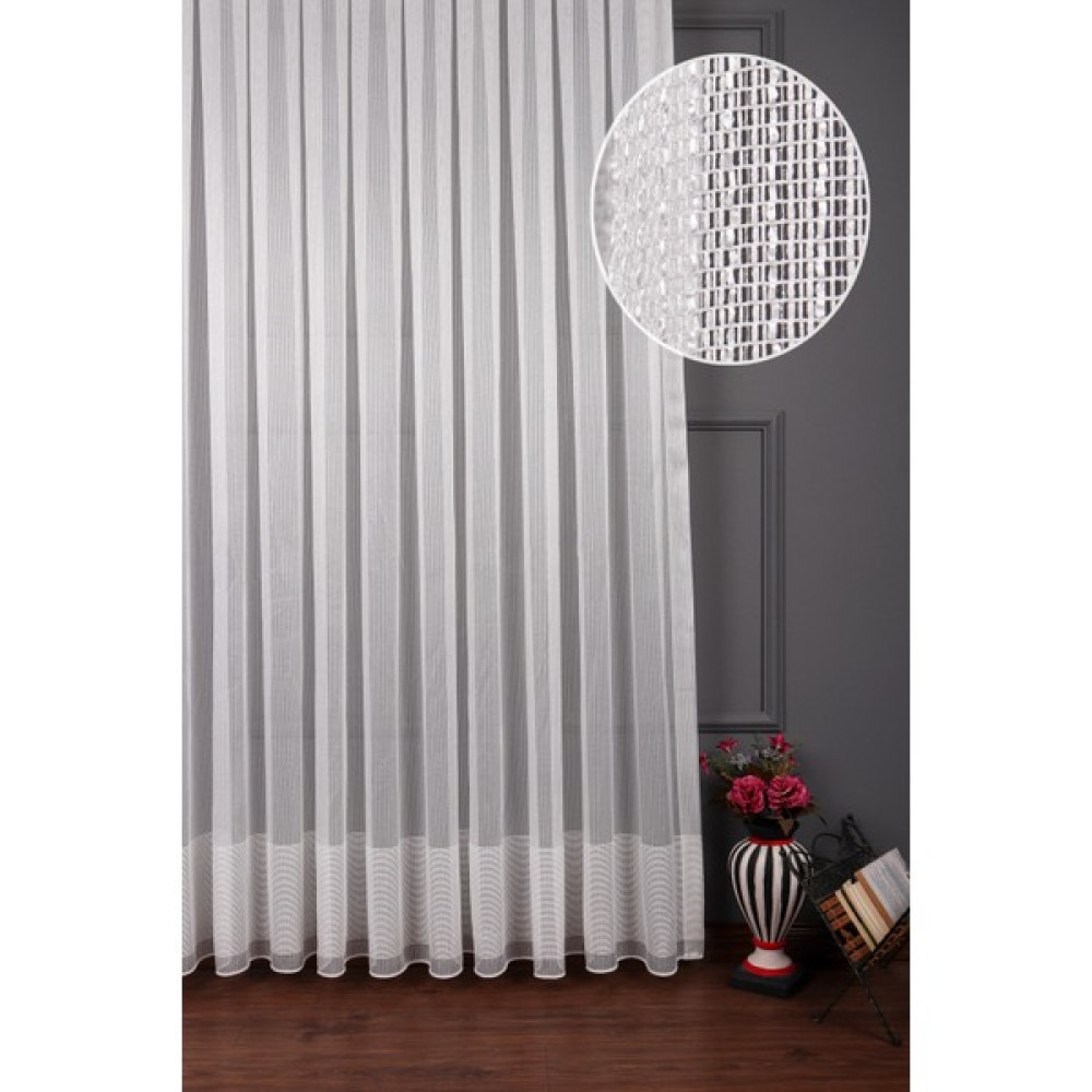 Evdepo Home Taç Eteği Bantlı Ketentül Perde, 1/3 Sık Pile, Tek Kanat - Ekru 350 x 250 cm Tül Perde Fiyatı