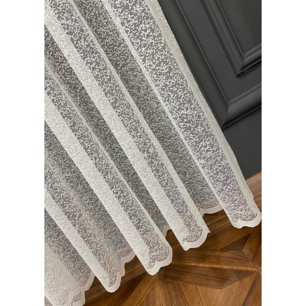 Evdepo Home Taç Kum Desen Kullanıma Hazır Ekstraforlu Pilesiz Tül Perde Tek Kanat - Ekru 160 x 260 cm Tül Perde Fiyatı