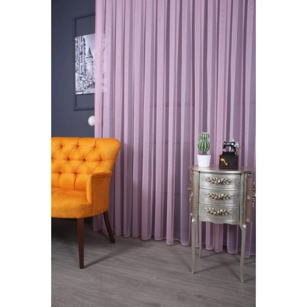 Evdepo Home Taç Pembe Düz Renk, Ekstraforlu Pilesiz Tül Perde Tek Kanat - 220 x 260 cm Tül Perde Fiyatı