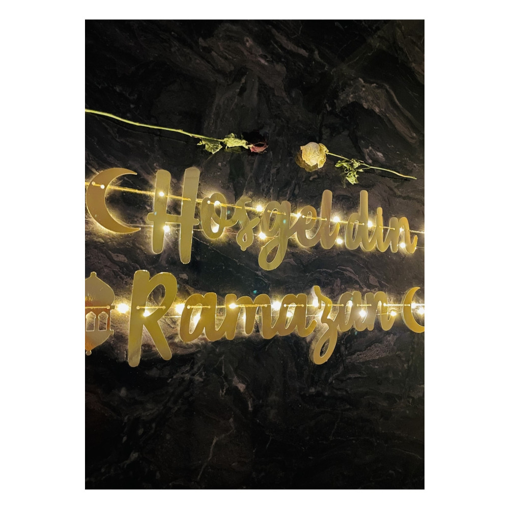 evdeucuz Hoşgeldin Ramazan Yazı Gold Kaligrafi Ledli Oda Süsleme Peri Led Yaş Günü & Parti Fiyatı
