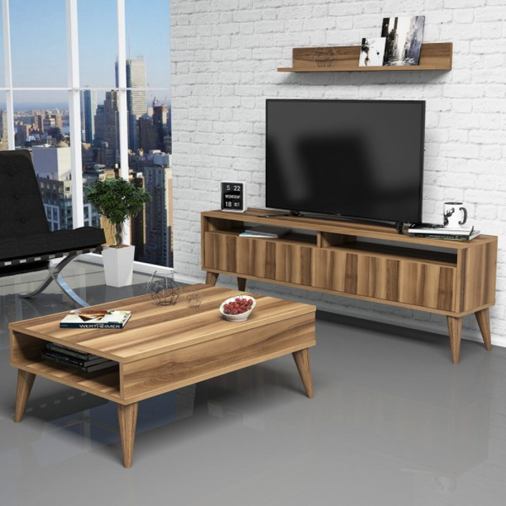 Evdo Best Tv Ünitesi ve Orta Sehpa Takımı - Ceviz Tv Ünitesi / Sehpası Fiyatı