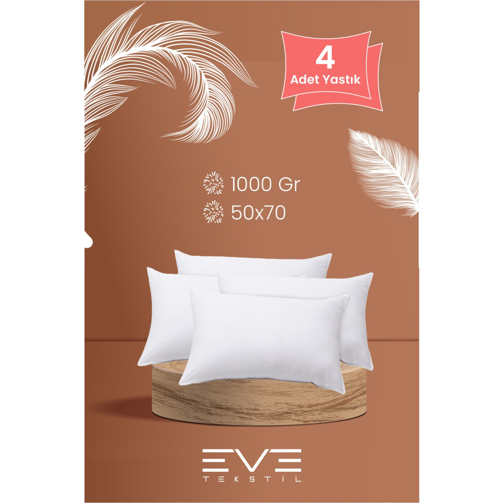 Eve Tekstil 4 Adet Rollpack Yastık Mikrosilikon 1000 gr Yastık Fiyatı