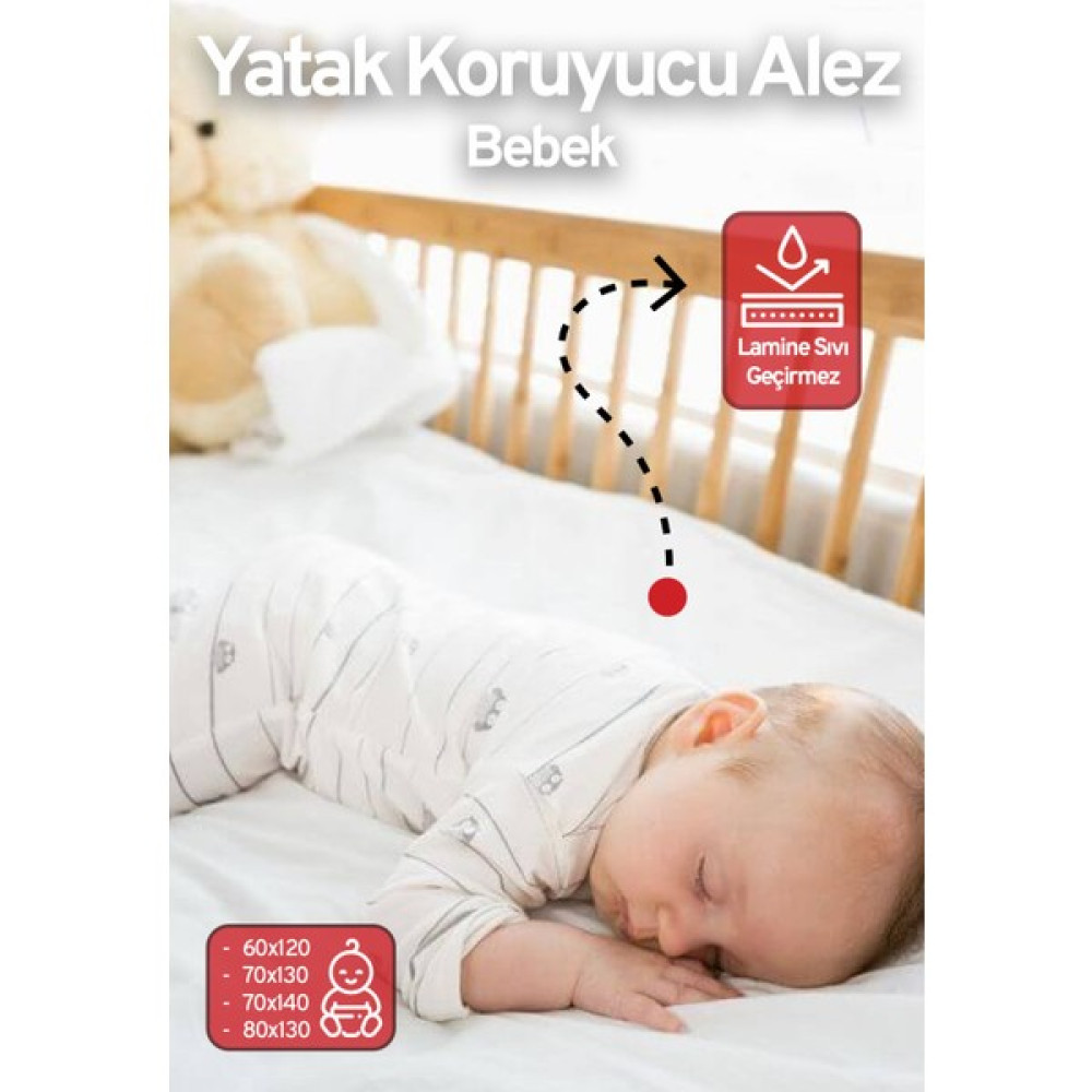 Eve Tekstil | Pamuk Sıvı Geçirmez Bebek Yatak Koruyucu Alez | Beşik Kreş Yatak Alezi | Fitted Çarşaf | - 60 x 120 cm - Beyaz Alez / Yatak Koruyucu Fiyatı