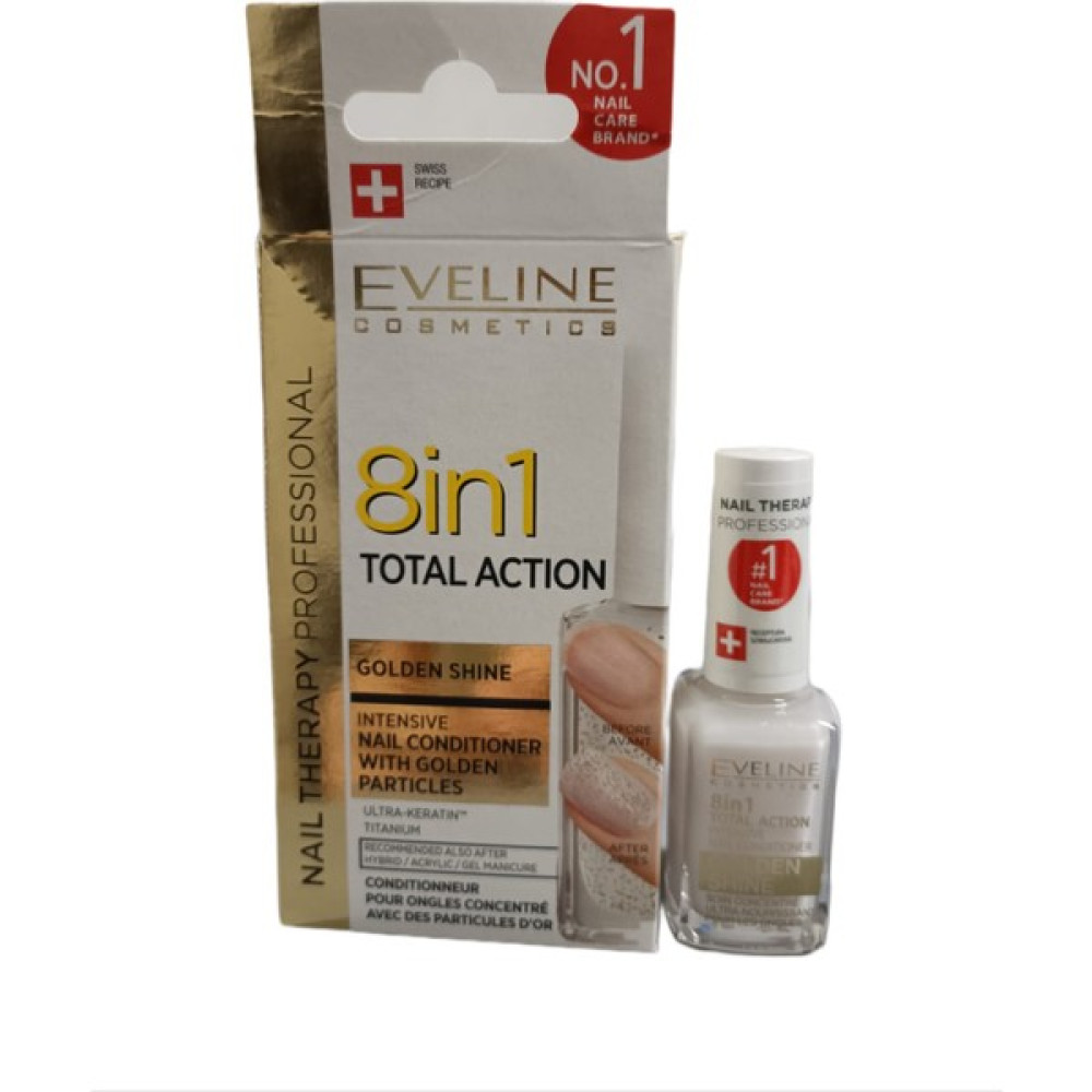 Eveline Cosmetics 8 In 1 Total Golden Shine Intensive Nail Conditioner 12ML Yoğun Tırnak Bakım Kremi Tırnak Bakımı Fiyatı