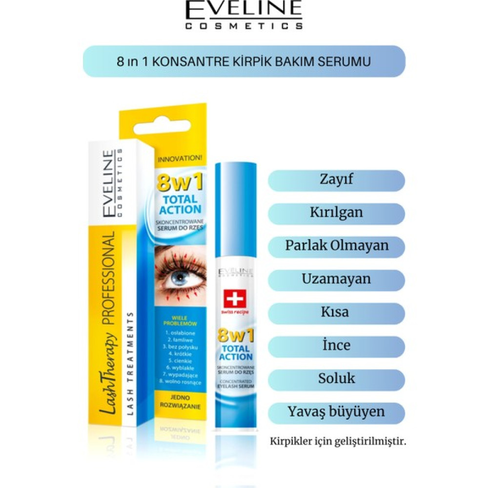 Eveline Cosmetics Konsantre Kirpik Bakım Serumu 8'İ 1 Arada Cilt ve Yüz Bakımı Fiyatı