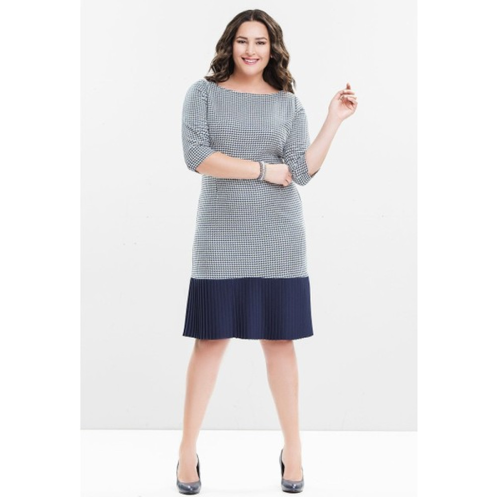 Even Plus Size Lacivert Kazayağı Etek Ucu Pliseli Büyük Beden Elbise 46 Beden Elbise Fiyatı
