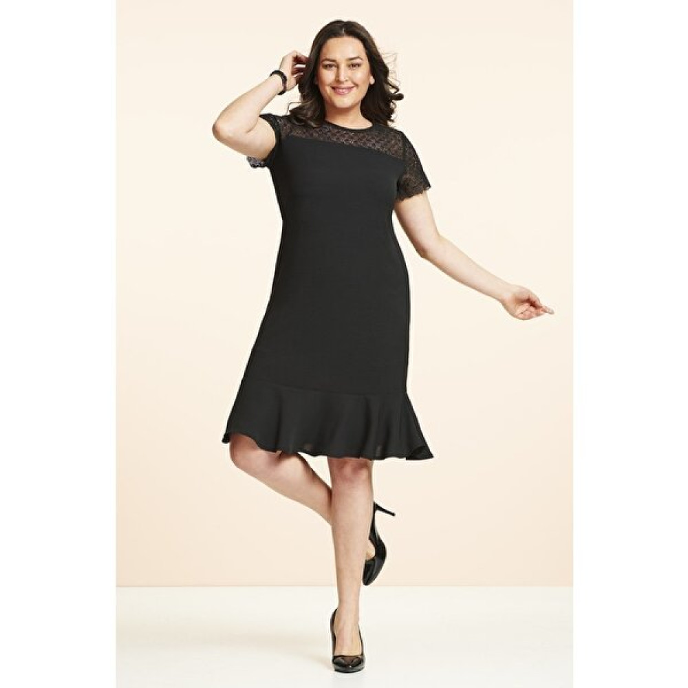 Even Plus Size Siyah Omuzu Dantelli Büyük Beden Elbise 46 Beden Elbise Fiyatı