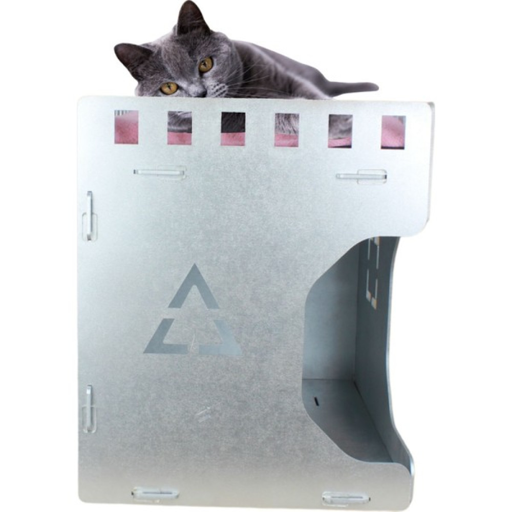 Evene Büyük Kedi Evi Dekoratif Ahşap Dayanıklı 50 x 35 cm Kedi Yatağı Küp Model - Gümüş Evcil Hayvan Ürünleri Fiyatı