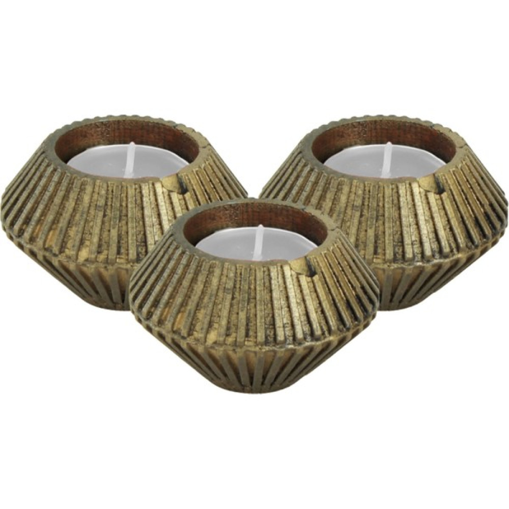 Evene Mumluk Şamdan 3 Adet Tealight Uyumlu Elmas Çizgili Model - Sarı Şamdan Fiyatı