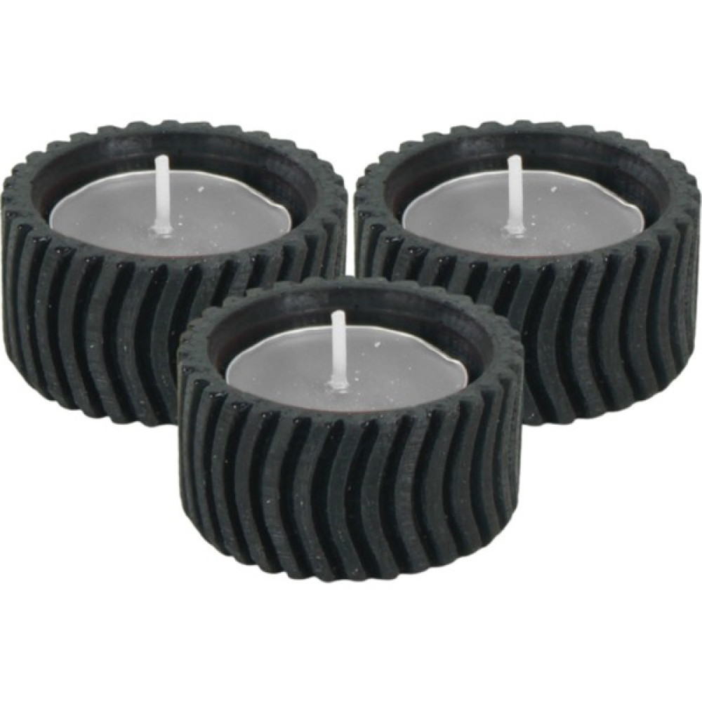 Evene Mumluk Şamdan 3 Adet Tealight Uyumlu Üçlü Tekerlek Model - Siyah Şamdan Fiyatı