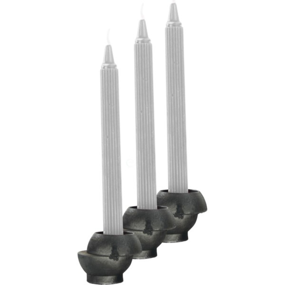 Evene Mumluk Şamdan 3 Adet Tealight ve Ince Mum Uyumlu Kesik Model - Siyah Şamdan Fiyatı