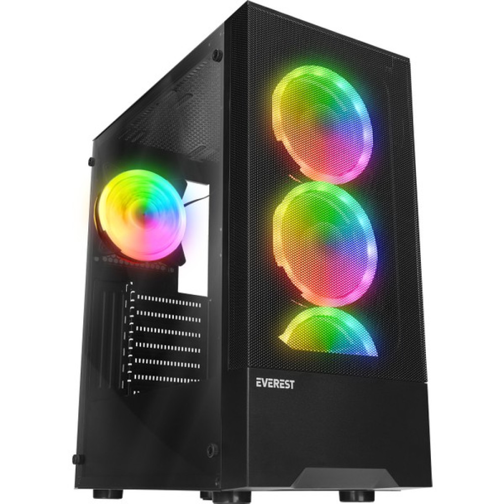 Everest Dusk Peak 600W Temperli Camlı 4*12CM Rgb Fan Atx Mid-T Gaming Oyuncu Kasası - Siyah - 600 W PC Kasaları Fiyatı