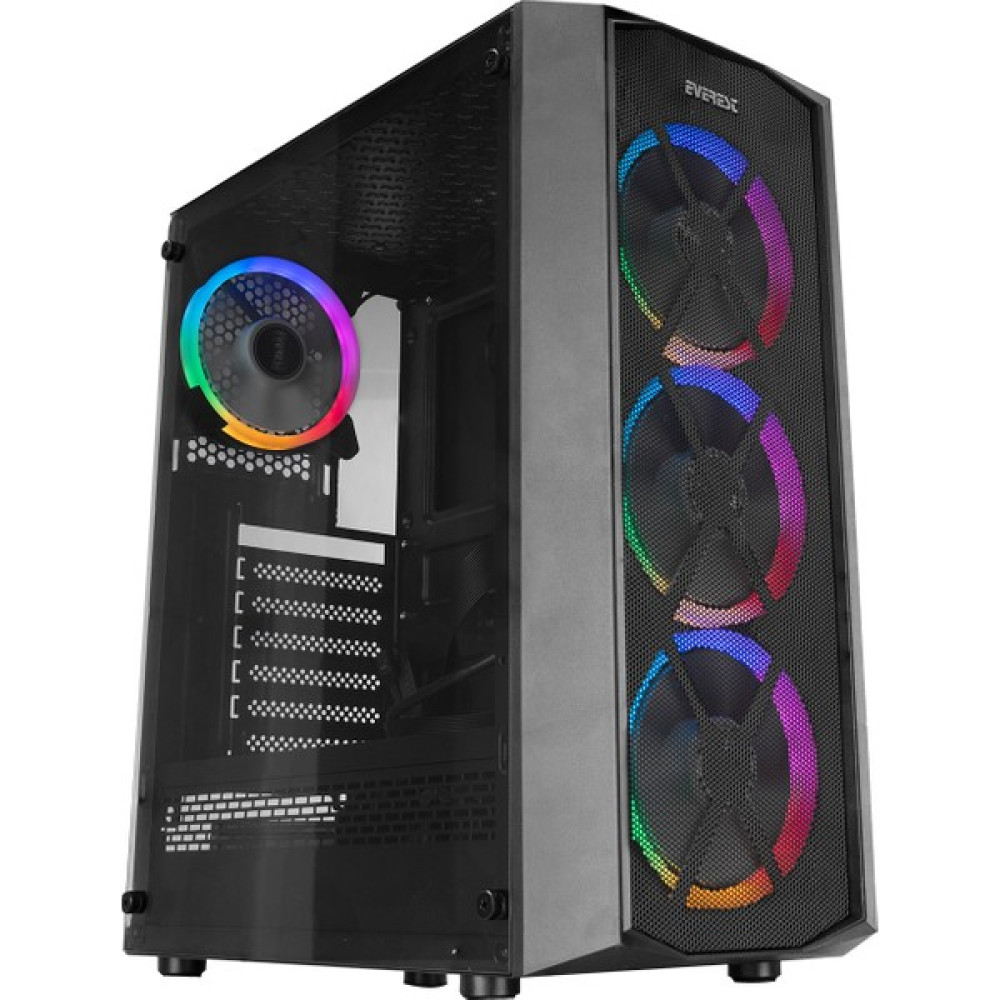 Everest FLAT MESH 4*12cm Rainbow Fan Tempered Camlı Gaming Oyuncu Bilgisayar Kasası PC Kasaları Fiyatı