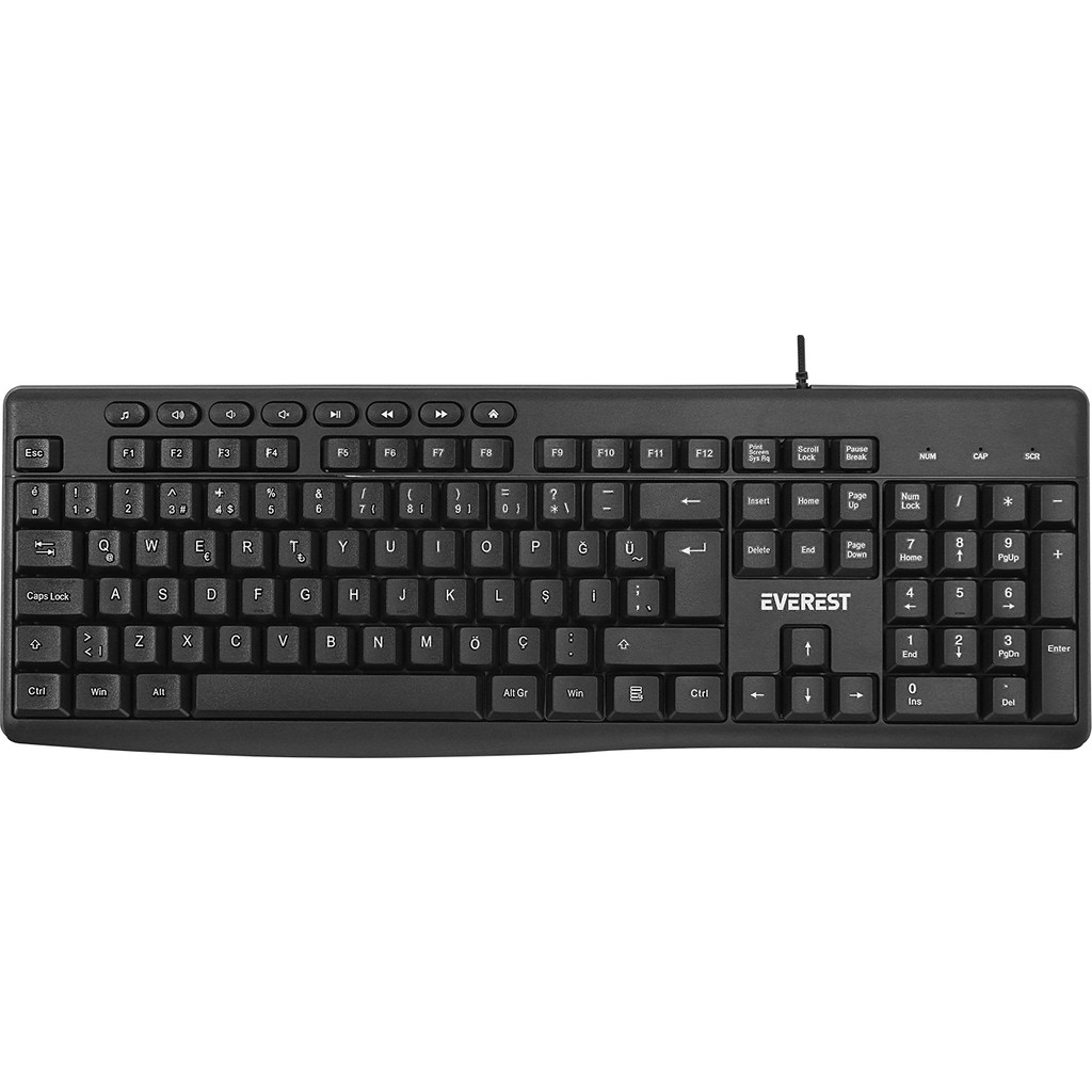 Everest KB-619 Siyah-Gri USB 2 Metre Bakır Kablolu Q Multimedia Klavye Klavye - Mouse Fiyatı
