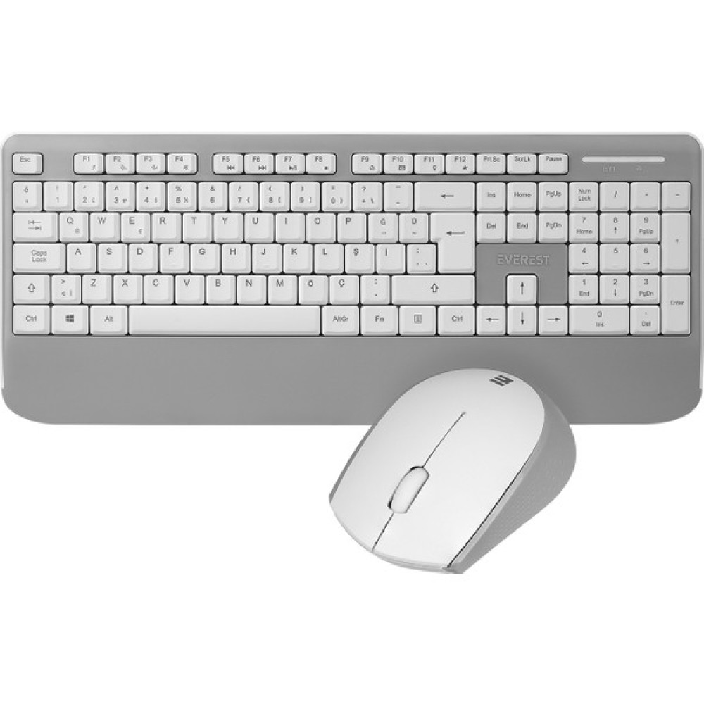 Everest KM-6176 Offıcal Beyaz-Gri Kablosuz Combo Q Multimedia Klavye + Mouse Set Klavye - Mouse Fiyatı