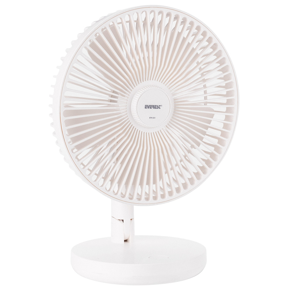 Everest Masaüstü Şarj Edilebilir 3 Kademeli 1200mah Bataryalı Beyaz Usb Fan Vantilatör Vantilatörler Fiyatı