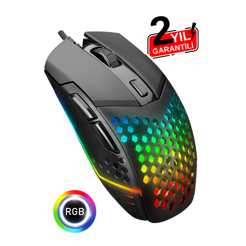 Everest Rampage SMX-G19 ANGARD RGB Işıklı Makrolu 7200 Dpi Ultra Hafif Profesyonel Gaming Oyuncu Mouse Örgü Kablolu Oyuncu Mouse Fiyatı