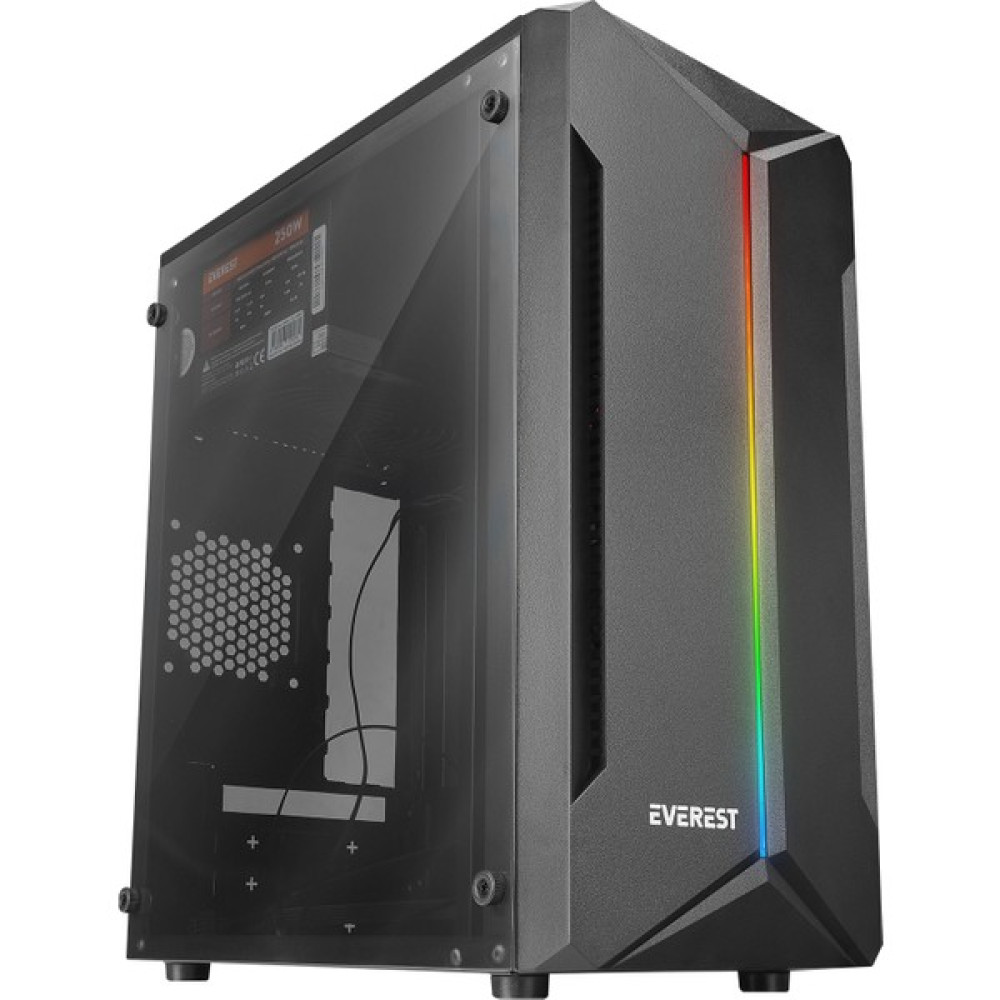 Everest Saber Rgb LED Şeritli Peak 250W Akrilik Yan Panel Mini-T Gaming Oyuncu Kasası PC Kasaları Fiyatı
