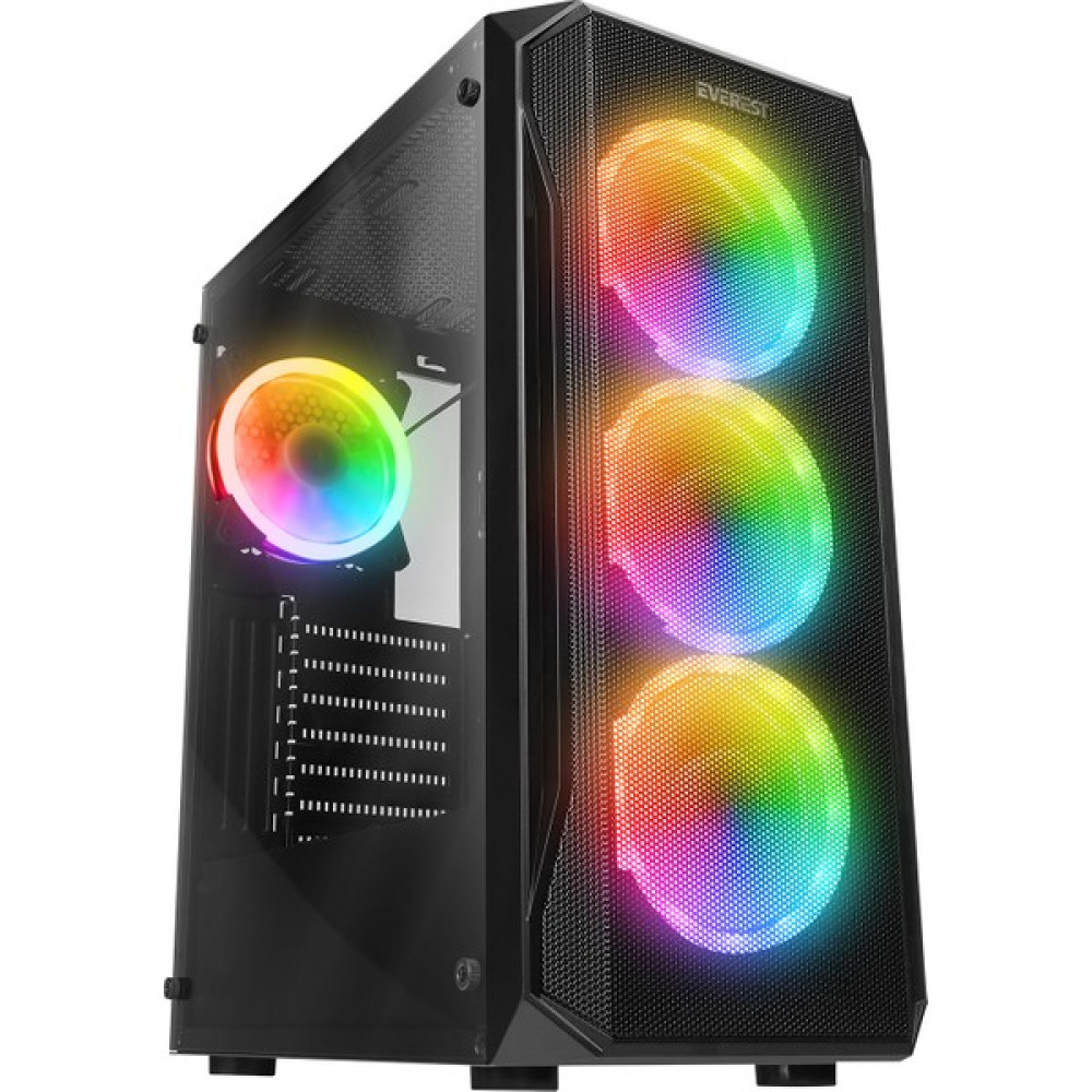 Everest X-Racer Peak 600W Temperli Camlı 4*12CM Rgb Fan Mid-Tower Gaming Oyuncu Kasası - 550 W PC Kasaları Fiyatı