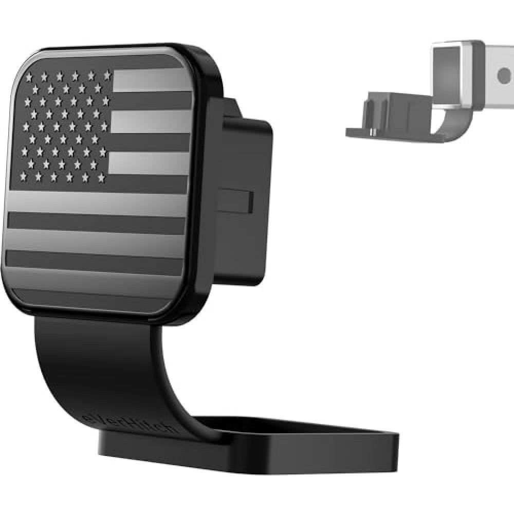 eVerHITCH American Flag Universal Trailer Hitch Cover Tube Plug Insert (Fits 2" Receiver, Black)
