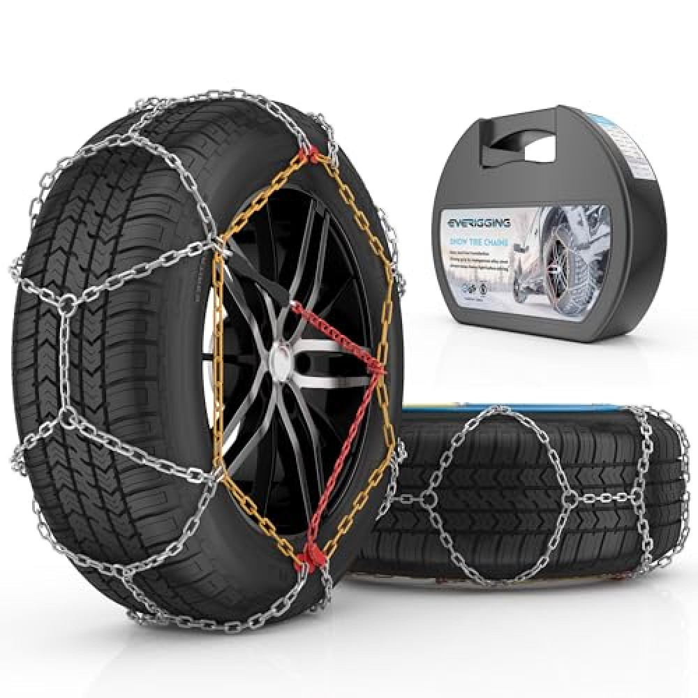 EVERIGGING Snow Tire Chains for Car SUV Pickup Trucks, Universal Tire Chains for Snow, Adjustable Quick Fit Easy Installation Emergency Snow Tire Chain, KN130, Set of 2 Araba & Motorsiklet Aksesuarı Fiyatı