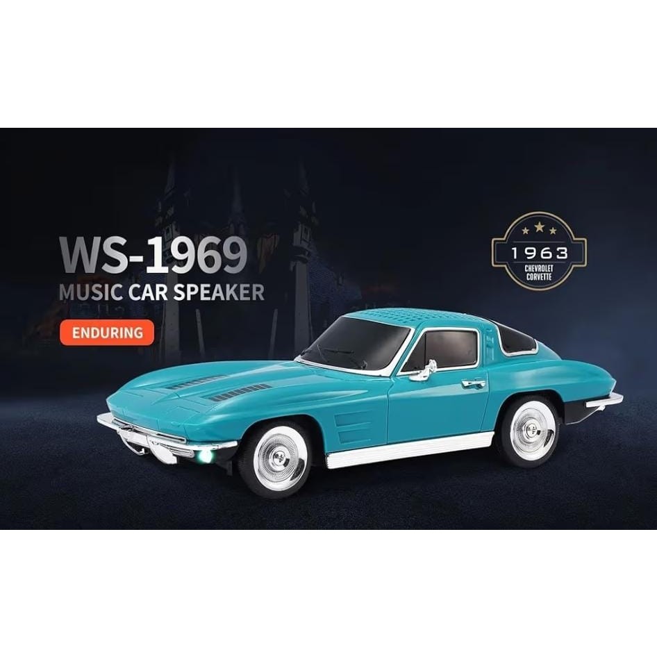 Everton Kablosuz Hoparlör Bluetooth Retro 1963 Chevrolet Corvette Klasik Araba Görünümlü Speaker - Turkuaz Bluetooth Hoparlör Fiyatı