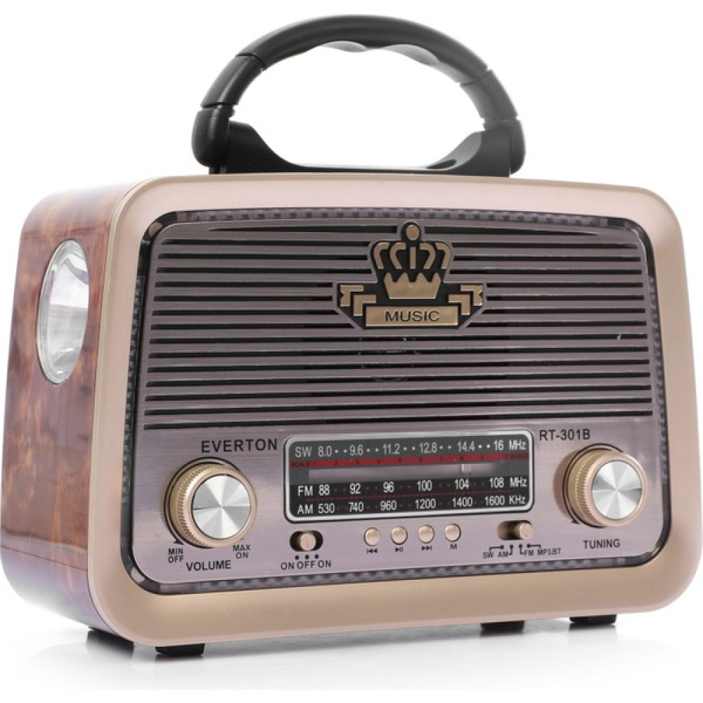 Everton RT-301B El Fenerli Taşınabilir Nostaljik Radyo Hoparlör USB Tf Aux Destekli - Kahverengi Alarmlı Saatler & Radyolar Fiyatı