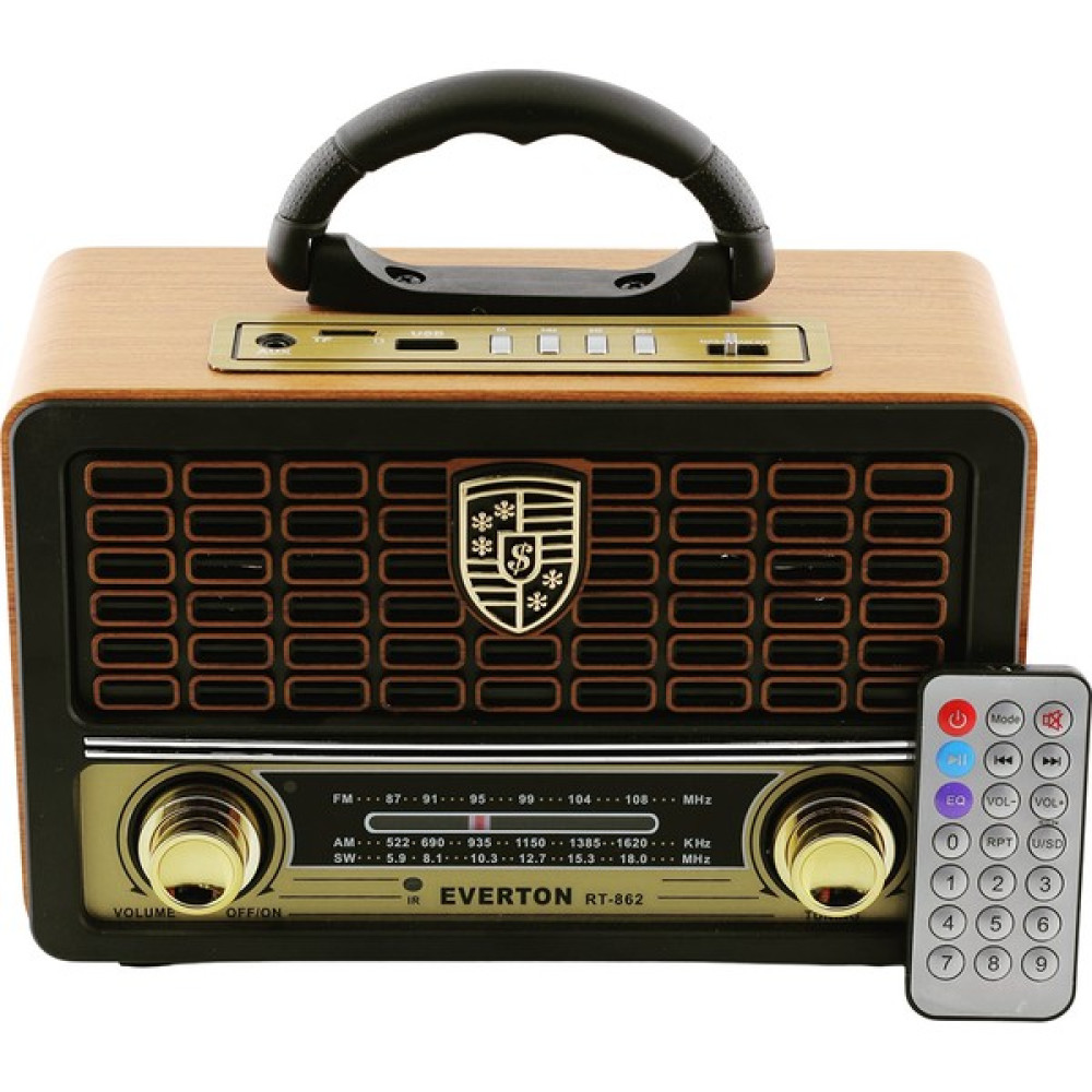 Everton RT-862 Bluetooth Özellikli Kumandalı Nostaljik Radyo - Açık Kahverengi Alarmlı Saatler & Radyolar Fiyatı