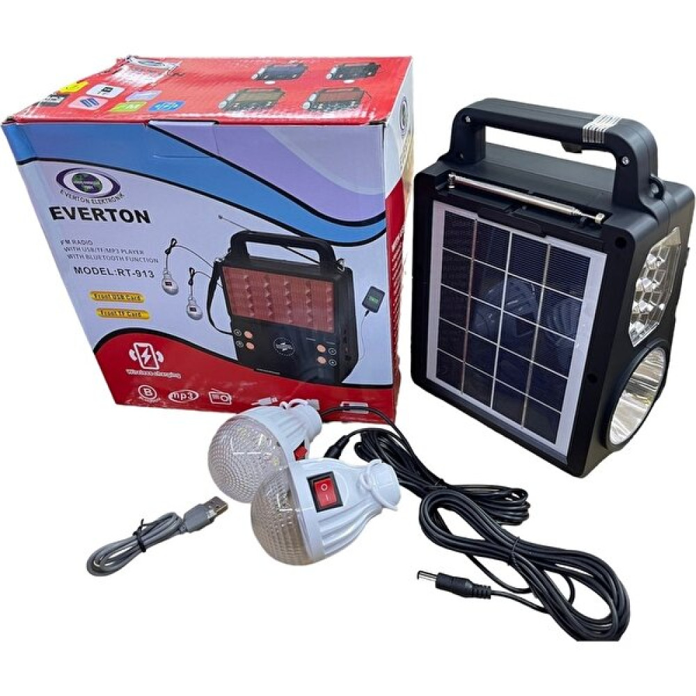 Everton RT-913 Şarjlı Fm/usb/bt Güneş Enerjili 2 Ampullü Solar Set (Kablosuz Telefon Şarj) Özelikli El Feneri Fiyatı