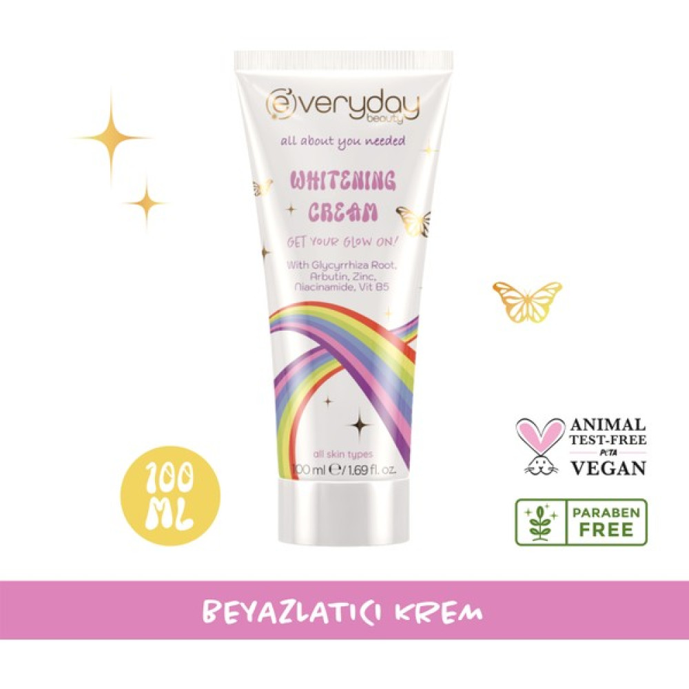 Everyday Beauty Whitening Cream Beyazlatıcı Etkili, Nemlendirici, Leke Karşıtı Cilt ve Vücut Bakım Kremi 100ML (Arbutin + Niacinamide + Panthenol) ... Nemlendiriciler Fiyatı