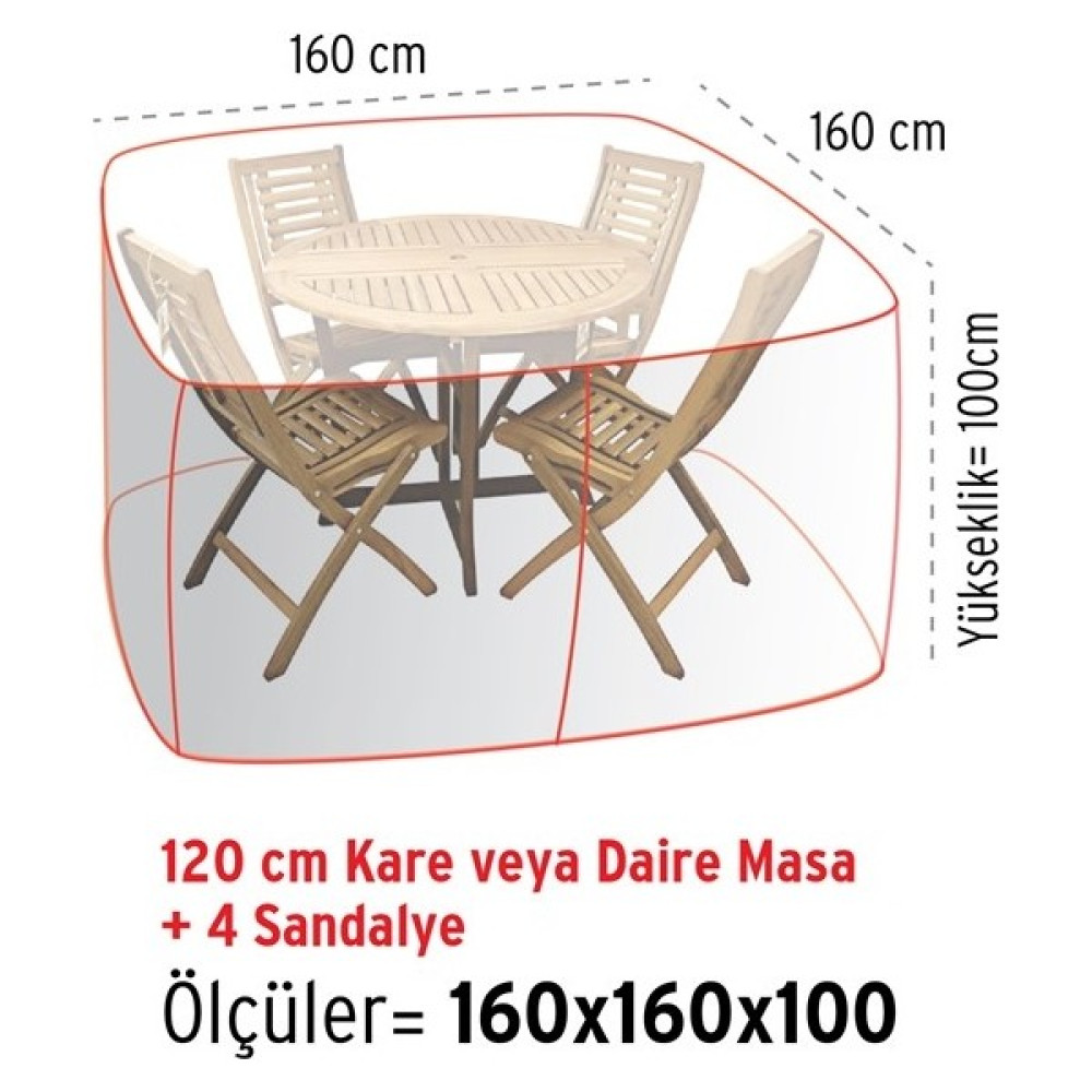 Evgaraj Bahçe Mobilya Koruma Örtüsü Yağmur Toz Koruma 160X160 cm Bahçe Mobilyası Takımı Fiyatı