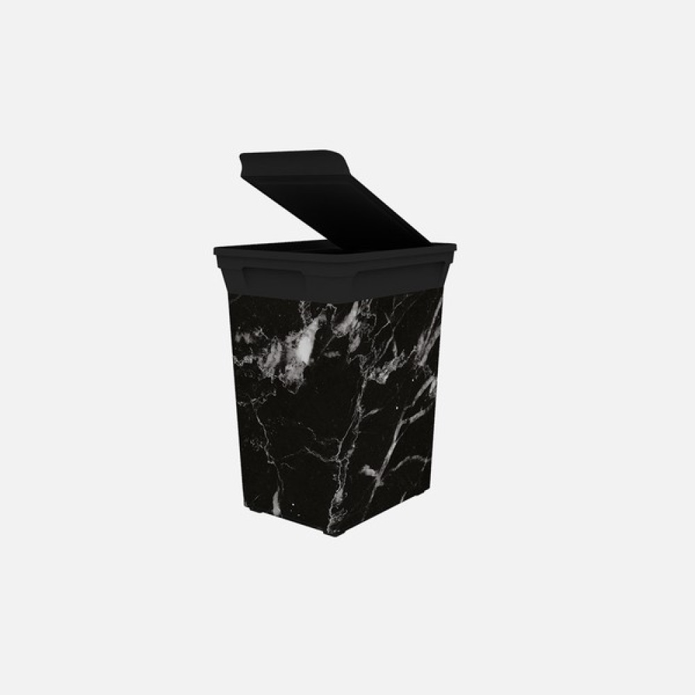 Evgaraj Plastik Çöp Kovası Banyo Mutfak Tezgah Üstü Çöp Kovası Kapaklı, Marble Siyah 20 Lt Eşya Saklama / Düzenleme Fiyatı