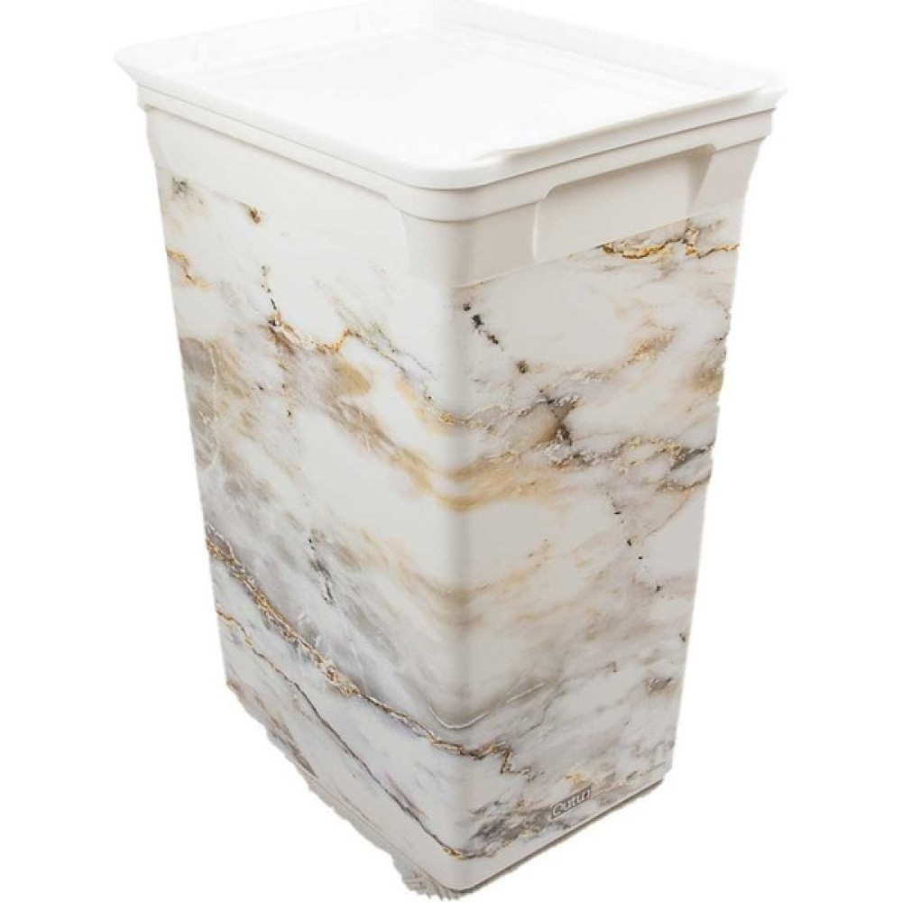 Evgaraj Plastik Çöp Kovası Mutfak Banyo Ofis Bahçe Kapaklı Çöp Kutusu Marble 40 Lt Eşya Saklama / Düzenleme Fiyatı