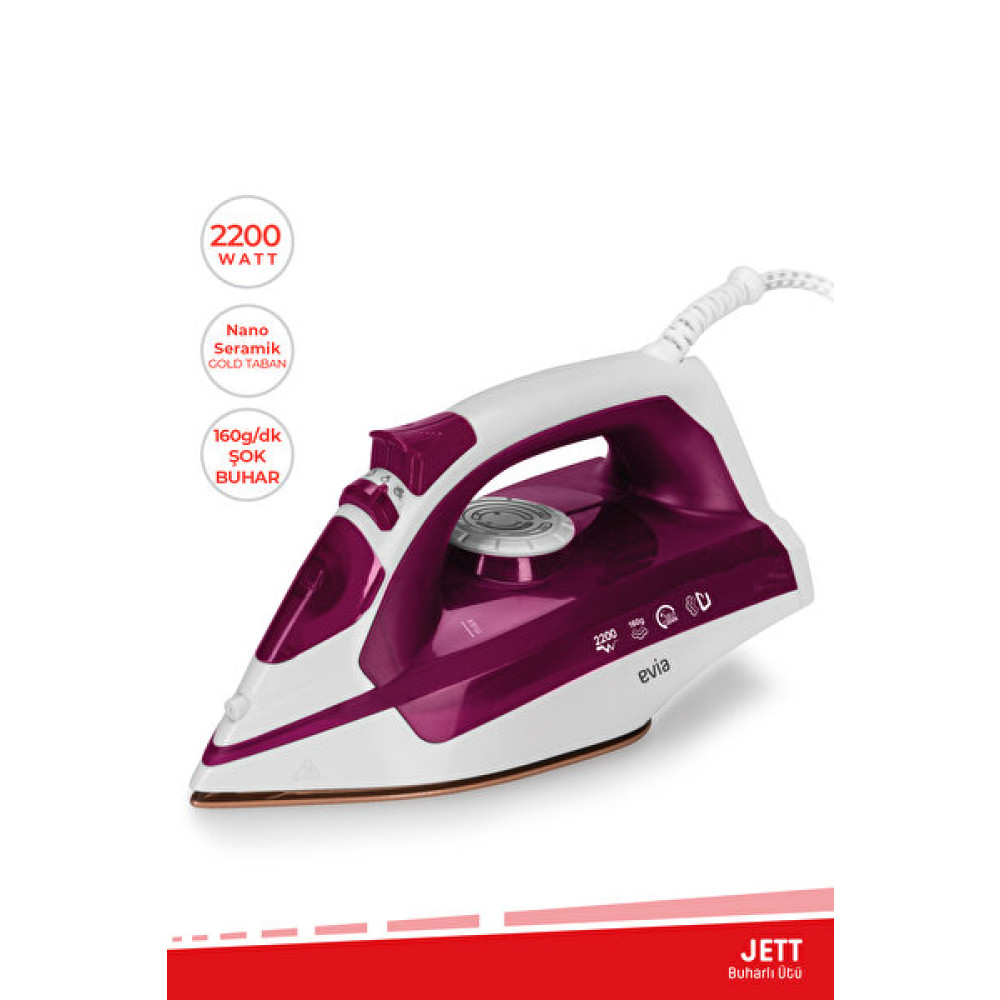Evia Ea-4115B Jett Seramik Tabanlı 2200 W Beyaz Mor Buharlı Ütü Ütüler Fiyatı