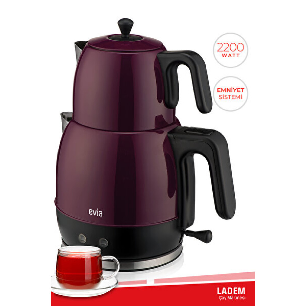 Evia Ladem Ea-4309M 2.5 L 2200 W Paslanmaz Çelik Mor Çay Makinesi ve Su Isıtıcısı Çay Makineleri Fiyatı