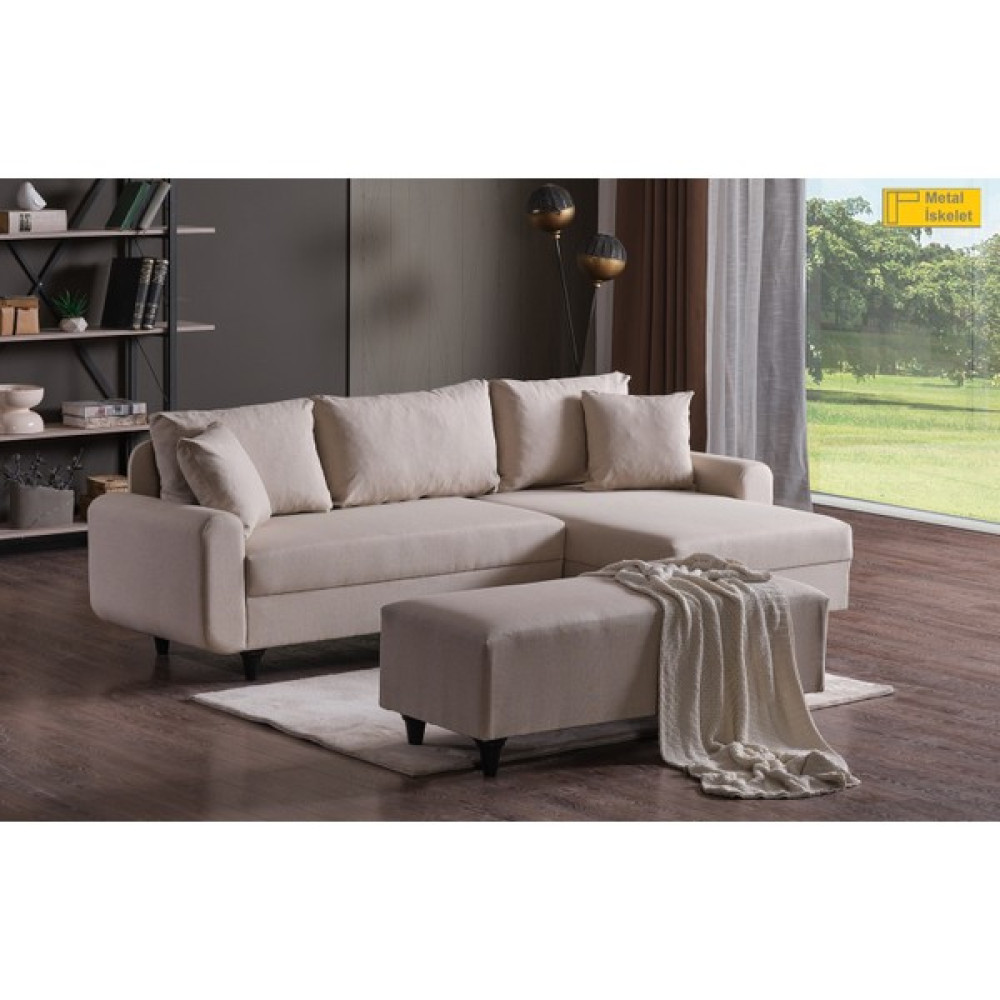 Eviana Corner Flavia Köşe Koltuk Takımı + Puf - Krem Koltuk Fiyatı