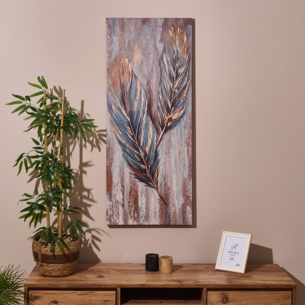 Evidea Deco Leaf Kanvas Tablo - Renkli - 50X120 cm - 50 x 120 cm Kanvas Tablo Fiyatı